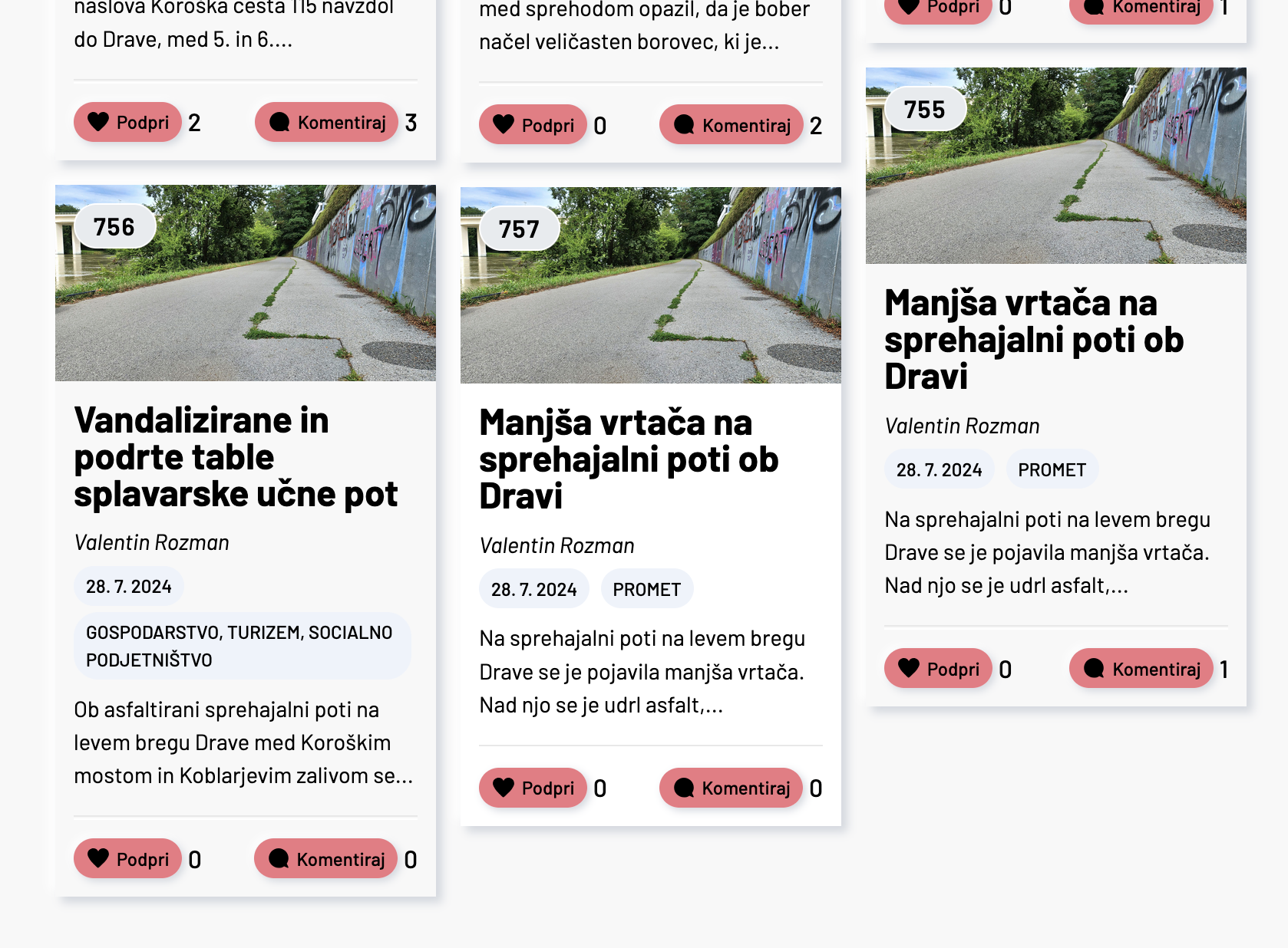 Pomešane fotografije pobud na tem portalu