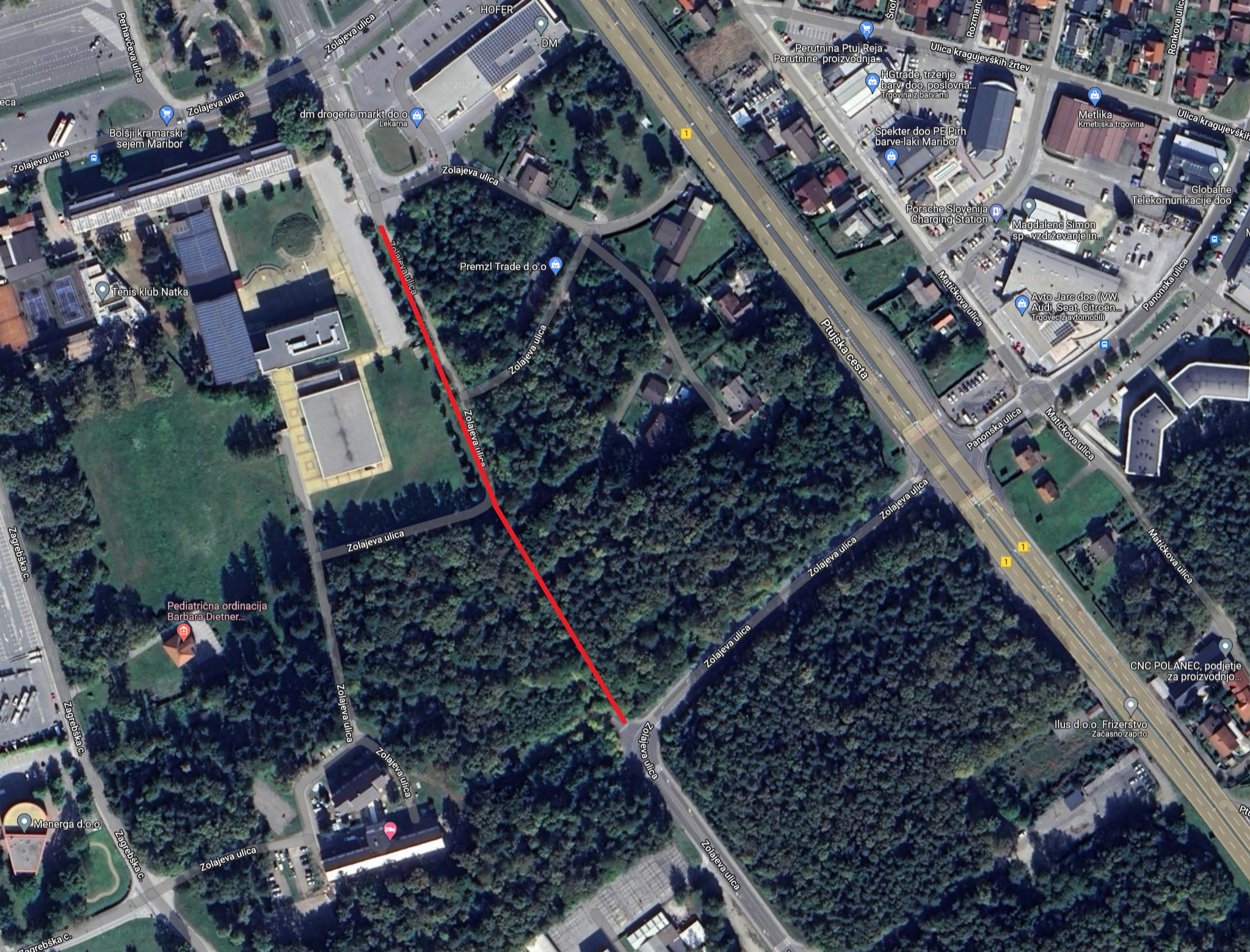 Povezava Zolajeve ulice proti JV (Tezno)